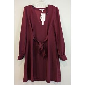 🆕 Avec Les Filles Cordovan Maroon Long Sleeve Dress Size  Medium
